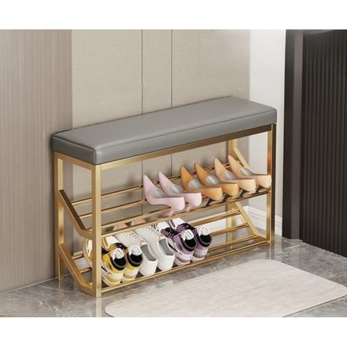 インダストリアル 玄関用 シューズラック 収納ベンチ 金属製棚とシート